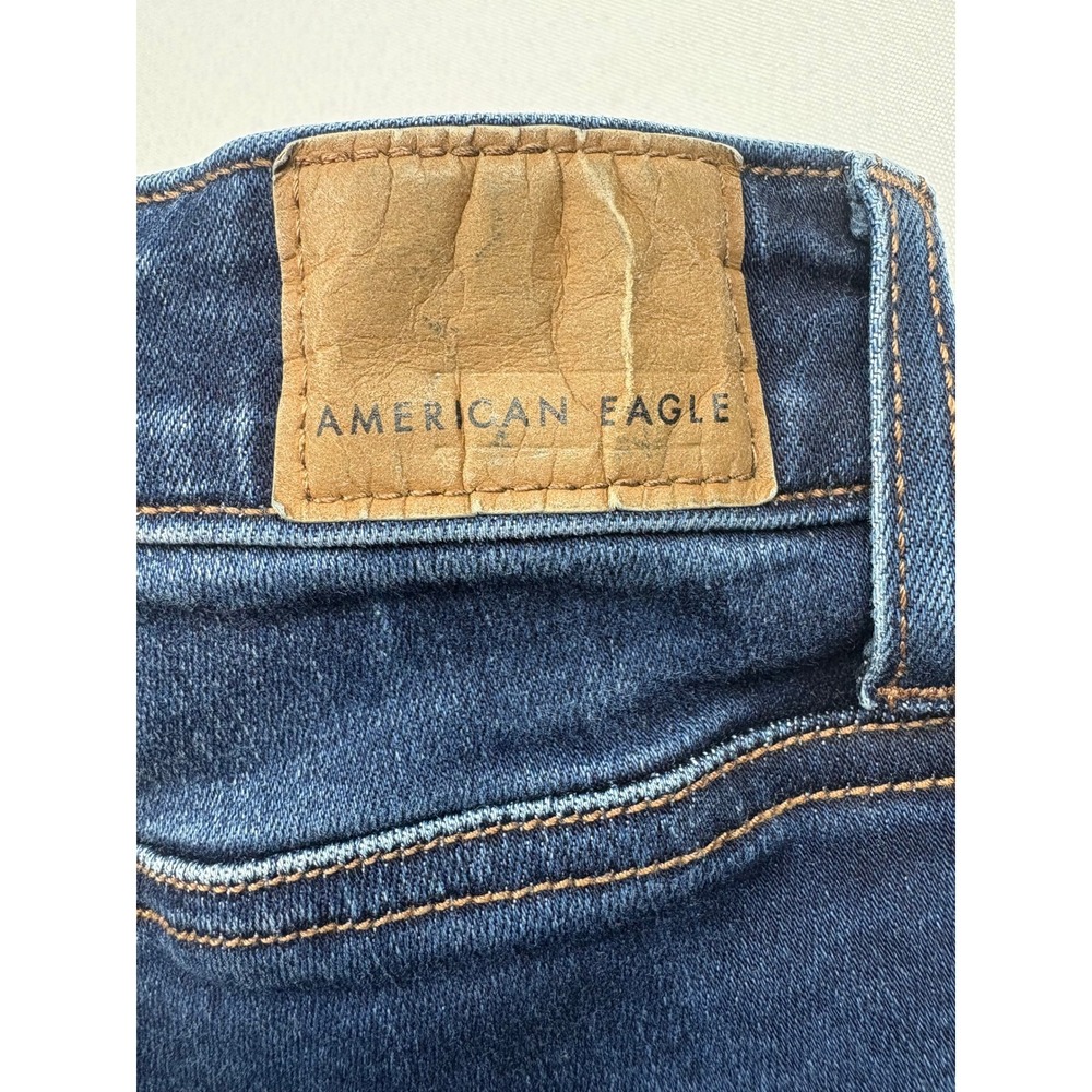 American Eagle‎ Hi-Rise Shortie Denim Shorts Distressed Rips Frayed Hem Stretch - Picture 7 of 8